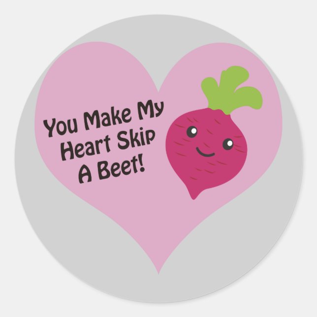Pegatina Redonda Haces Que Mi Corazón Salte Una remolacha (Anverso)