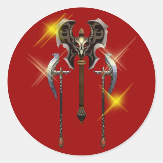 Pegatina Redonda Hacha hacha de pelea battle axe ax (Anverso)