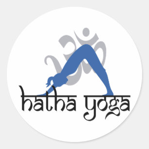 Pegatina Redonda Hacia abajo frente al perro Hatha Yoga