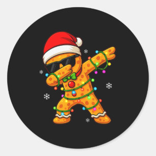 Pegatina Redonda Haciendo Dabbing Pan de Jengibre Navidad Chicos Ch