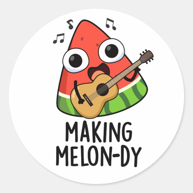 Pegatina Redonda Haciendo Funny Melon Pun (Anverso)