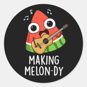 Pegatina Redonda Haciendo Funny Melon Pun Dark BG