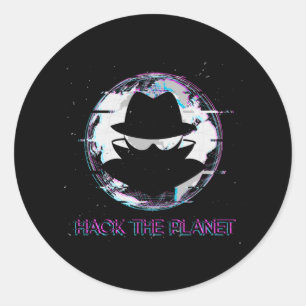Pegatina Redonda Hackear el planeta
