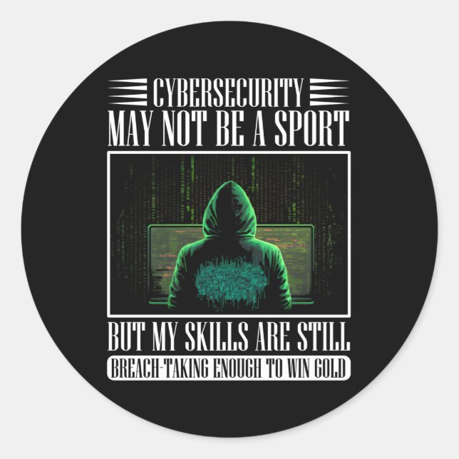 Pegatina Redonda Hacker Blanco Para Ciberguerrero Y Hacker Ético (Anverso)