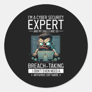 Pegatina Redonda Hacker Blanco Para Ciberguerrero Y Hacker Ético