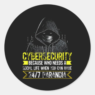 Pegatina Redonda Hacker Blanco Para Ciberguerrero Y Hacker Ético