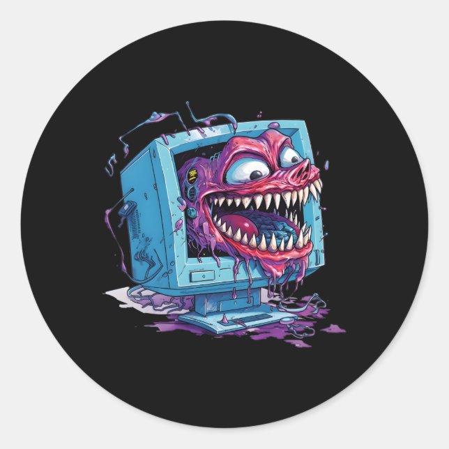 Pegatina Redonda Hacker Blanco Para Ciberguerrero Y Hacker Ético (Anverso)