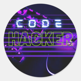 Pegatina Redonda hacker de código