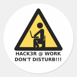 Pegatina Redonda Hacker en el trabajo