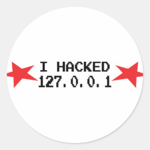 Pegatina Redonda hacker i hackeado 127.0.0.1