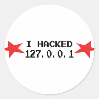 Pegatina Redonda hacker i hackeado 127.0.0.1