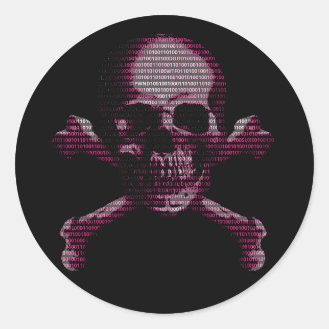 Pegatina Redonda Hacker Skull y Crossbone (Anverso)