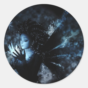 Pegatina Redonda Hada de Invierno