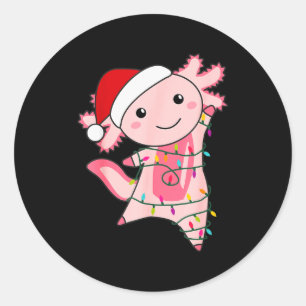Pegatina Redonda Hada de Navidad Axolotl Luz de Navidad Axolotl