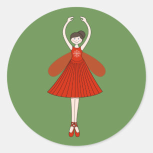 Pegatina Redonda Hada de Navidad Bailarina ilusima
