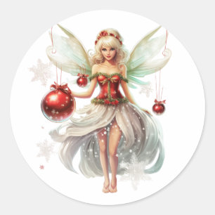 Pegatina Redonda hada de navidades