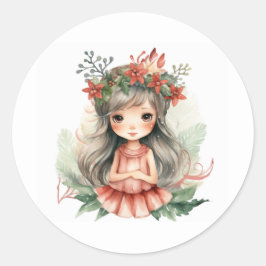 Pegatina Redonda hada de navidades