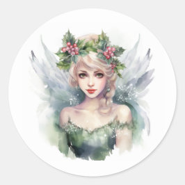 Pegatina Redonda hada de navidades