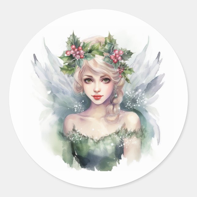 Pegatina Redonda hada de navidades (Anverso)