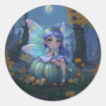 Hada linda en una calabaza azul
