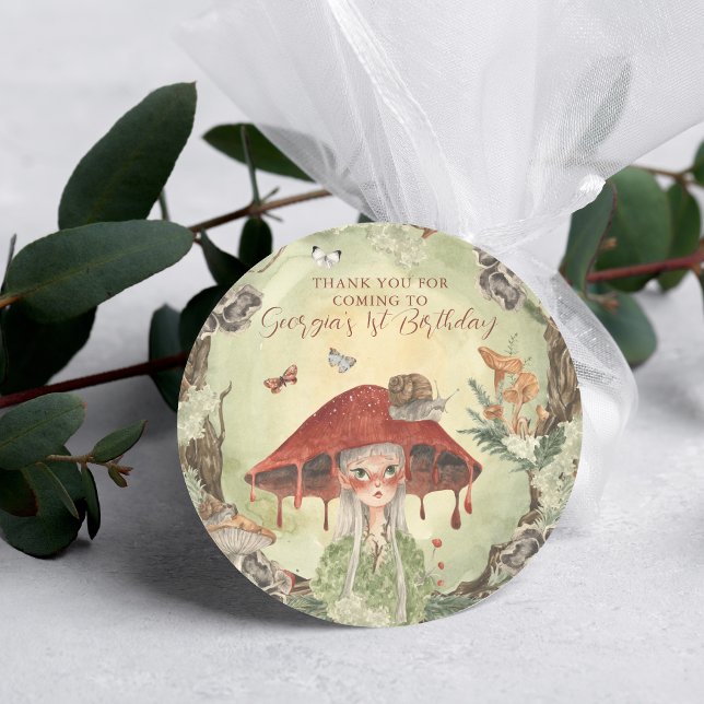 Pegatina Redonda Hada mágica del bosque otoñal | Cumpleaños (Subido por el creador)