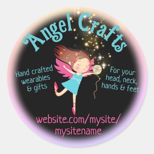 Pegatina Redonda Hadas de hilo de hadas de hilo de ángel tejiendo a (Anverso)