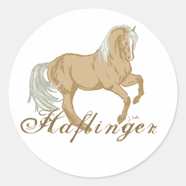 Pegatina Redonda Haflinger Horse (Anverso)