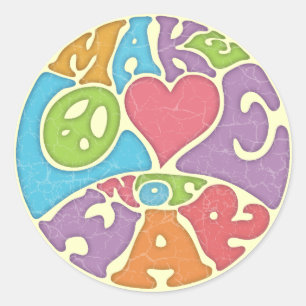 Pegatina Redonda Haga la guerra del amor no