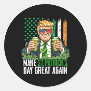 Pegatina Redonda Haga que el día de San Patricio sea genial de nuev