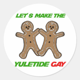 PEGATINA REDONDA HAGAMOS AL GAY DE YULETIDE - .PNG