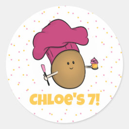 Pegatina Redonda ¡Hagamos Bake! El Fiesta de última hora del niño