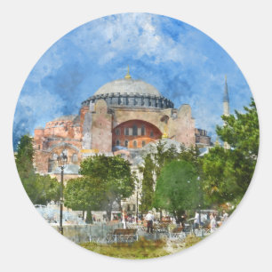 Pegatina Redonda Hagia Sophia en Sultanahmet, Estambul