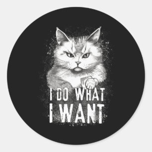 Pegatina Redonda Hago Lo Que Quiero Que Halloween Funny Cat Hallowe