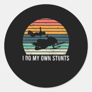 Pegatina Redonda Hago mi propio accidente de moto de nieve herido
