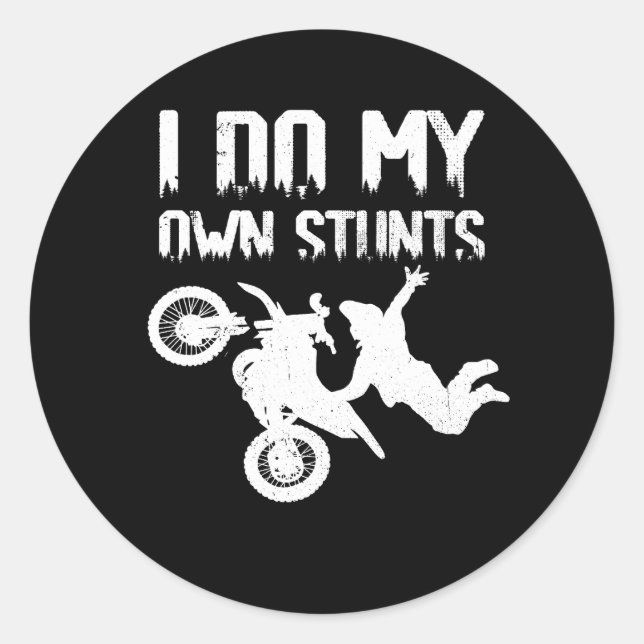 Pegatina Redonda Hago mi propio trabajo en motocicleta (Anverso)
