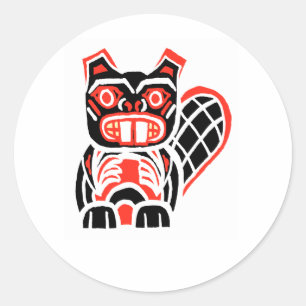 PEGATINA REDONDA HAIDA BEAVER