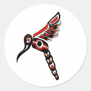 Pegatina Redonda Haida Humming Bird