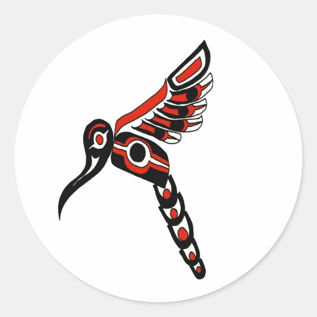 Pegatina Redonda Haida Humming Bird (Anverso)