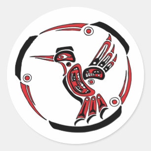 Pegatina Redonda Haida Hummingbird