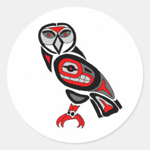Pegatina Redonda Haida Owl 2014