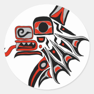 Pegatina Redonda Haida Wolf 2012