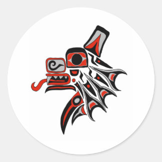 Pegatina Redonda Haida Wolf 2012