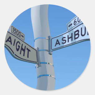 Pegatina Redonda Haight Ashbury Warp