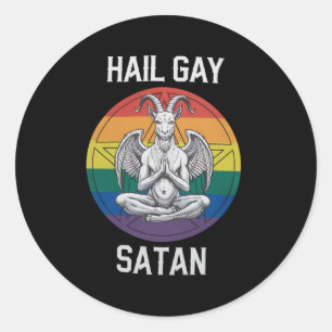 Pegatina Redonda Hail Gay Satan Funny Gótico Gothic Goat LGBTQ