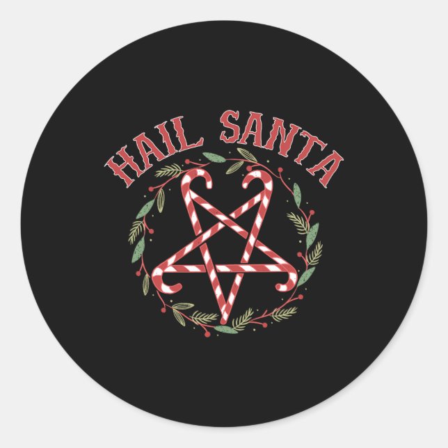 Pegatina Redonda Hail Santa Navidades Krampus Clothing (Anverso)