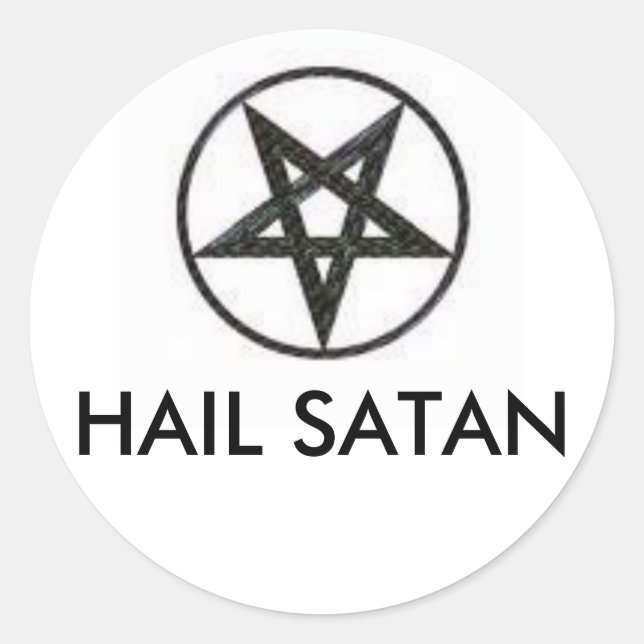 PEGATINA REDONDA HAIL SATAN (Anverso)