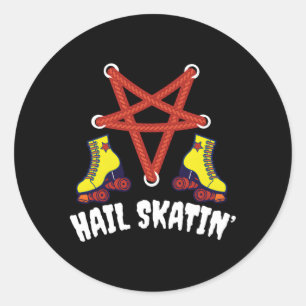 Pegatina Redonda Hail Skatin 'Satan Punk Skating Roller Derby