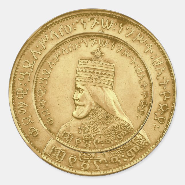Pegatina Redonda Haile Selassie Jah Rastafari Reggae Rasta Roots  (Anverso)