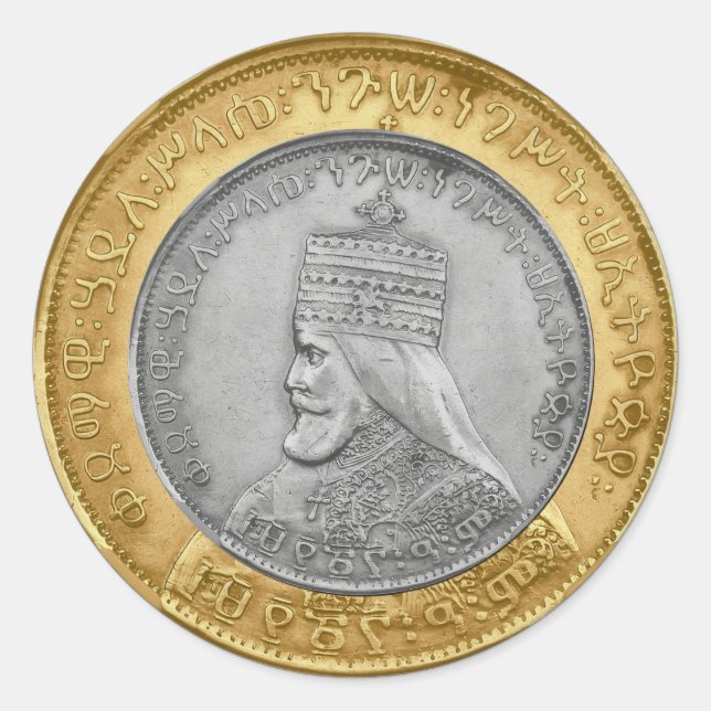 Pegatina Redonda Haile Selassie Jah Rastafari Reggae Rasta Roots  (Anverso)