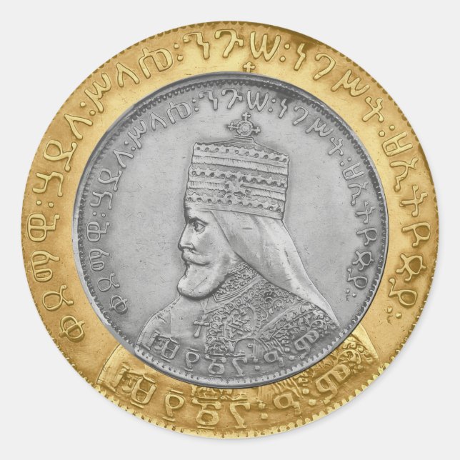 Pegatina Redonda Haile Selassie Jah Rastafari Reggae Rasta Roots  (Anverso)